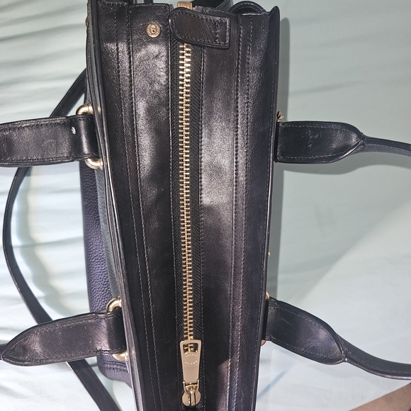Coach Black and Gold Satchel with Structured Design